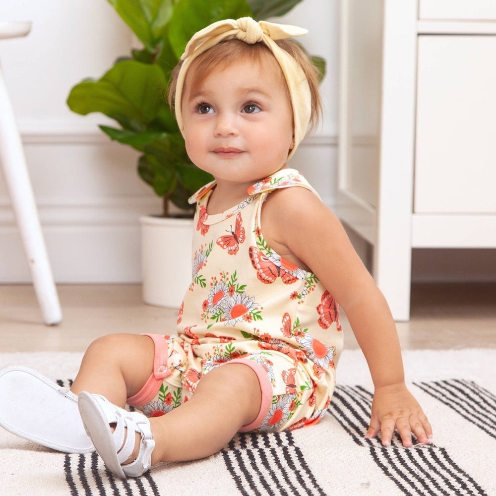‘Boho Picnic’ Toddler Butterfly Print Romper